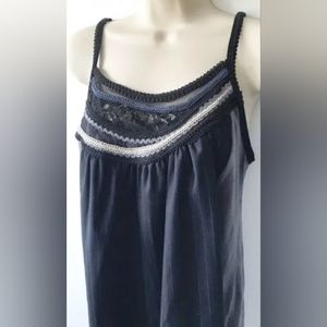 One September‎ Blue Striped Gray Two Toned Tank Top